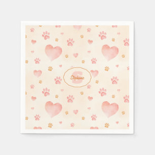 Farbrosa Herz- und Druckmuster Serviette