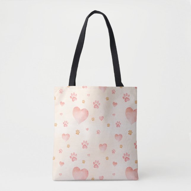 Farbrosa Herz- und Druckmuster Tasche (Vorderseite)
