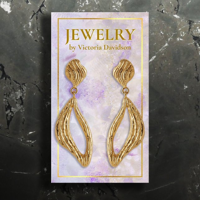 Farbrosa Lila Goldrahmen-Erd-Anzeige Visitenkarte (Perfect for business)