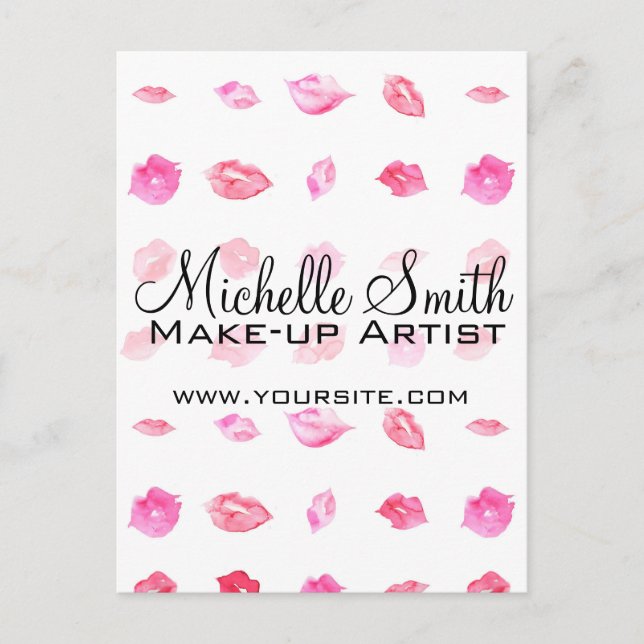 Farbrosa Lippenmuster Makeup Branding Postkarte (Vorderseite)