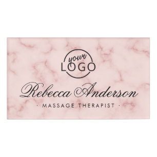 Farbrosa Marmor-Logo Namenschild