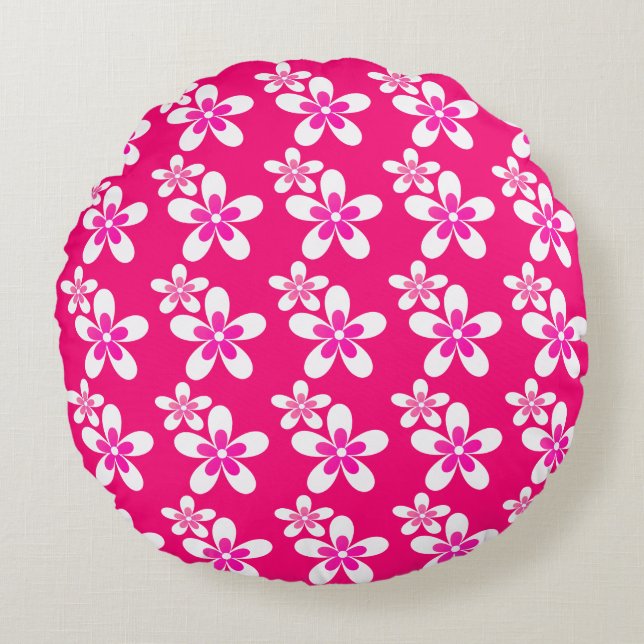 Farbrosa, Rose, Rundes Kissen (Vorderseite)