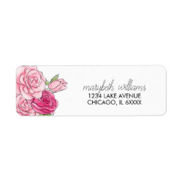 Farbrosa Roses Bridal-Adressetikett