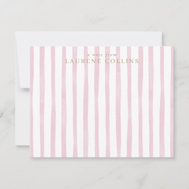 Farbrosa Streifen Elegante Note Card Mitteilungskarte (Vorderseite)
