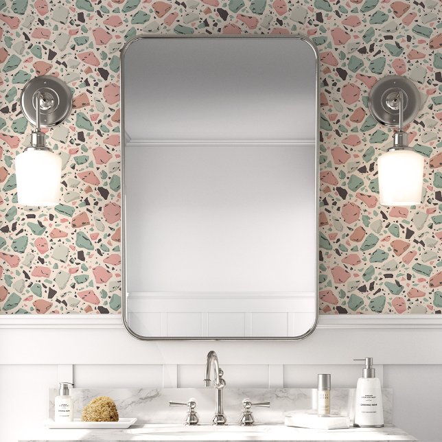 Farbrosa und Aquamarine Terrazzo Tapete (Von Creator hochgeladen)