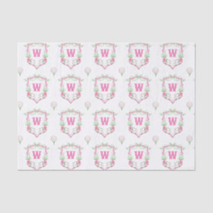 Farbrosa und grüner Golfkart Monogram Wappen Seidenpapier