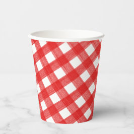 Farbrot und Kariertes Weißbuch Cup Pappbecher