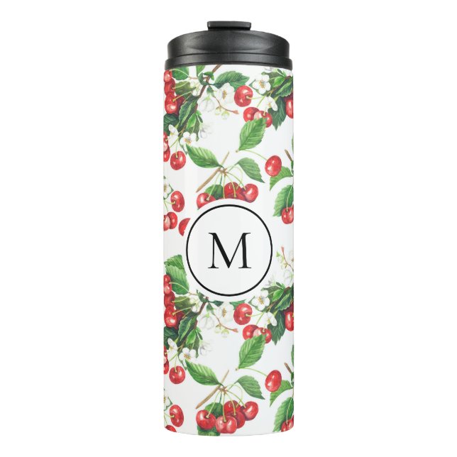 Farbrotes Muster für ein Monogramm Thermosbecher (Vorderseite)