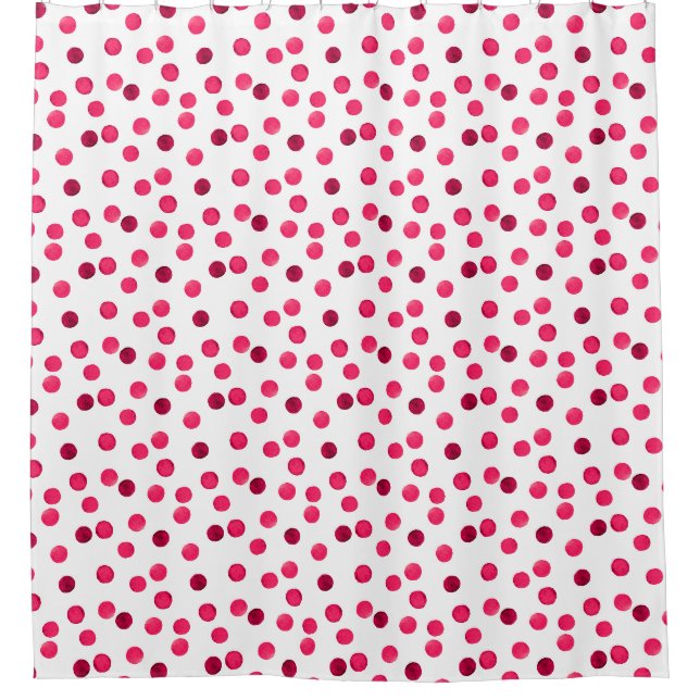 Farbrotes Polka-Punktmuster Duschvorhang (Vorderseite)