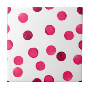 Farbrotes Polka-Punktmuster Fliese