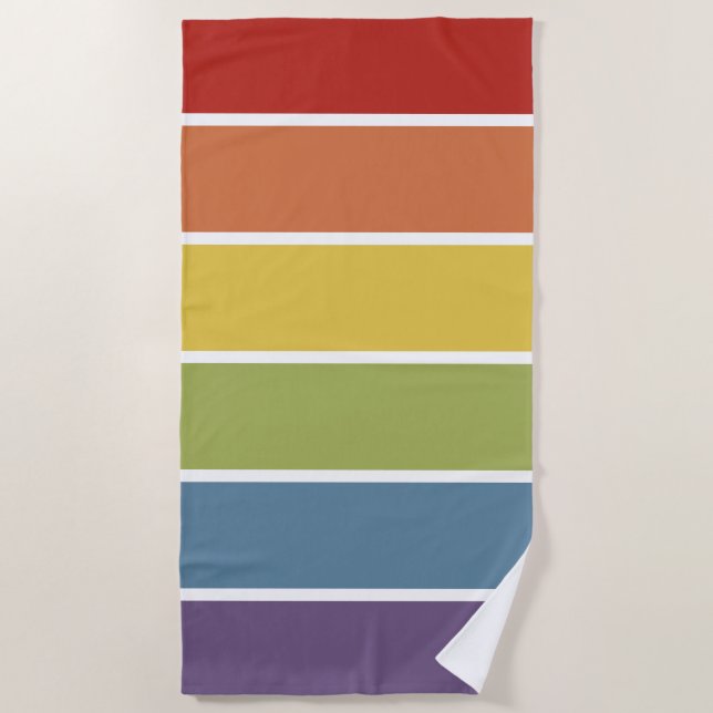 Farbrotes Retro-Regenbogen-LGBT-Muster Strandtuch (Vorderseite)