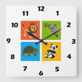 Farbsäulenhalterung für Tierplätze Quadratische Wanduhr