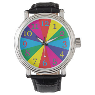  Farbschatten gelb-grün-zyanblau m Armbanduhr