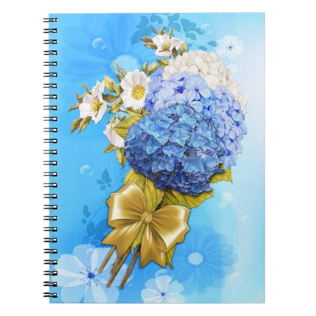 Farbschattierungen von Blue Watercolor Hydrangeas Notizblock (Vorderseite)