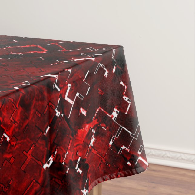 Farbschattierungen von Rot mit weißem Nadelwurf Tischdecke (Beispiel)