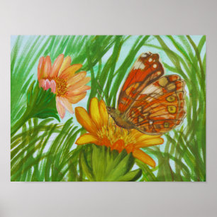 Farbschmetterling im Garten Poster