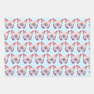 Farbschmetterling in rosa Lila und blau Geschenkpapier Set