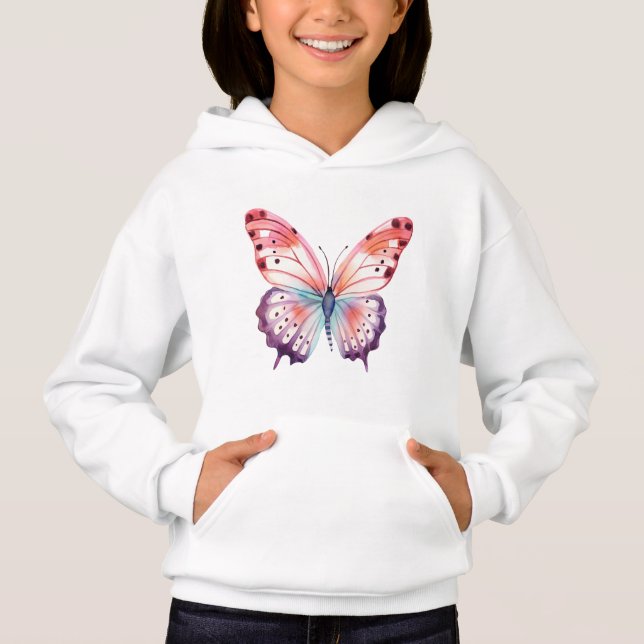 Farbschmetterling in rosa Lila und blau Hoodie (Vorderseite)