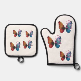 Farbschmetterling Ofenhandschuh & Topflappen-Set