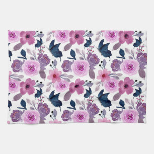 Farbschmetterling und rosa Blume Geschirrtuch