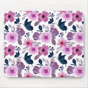 Farbschmetterling und rosa Blume Mousepad
