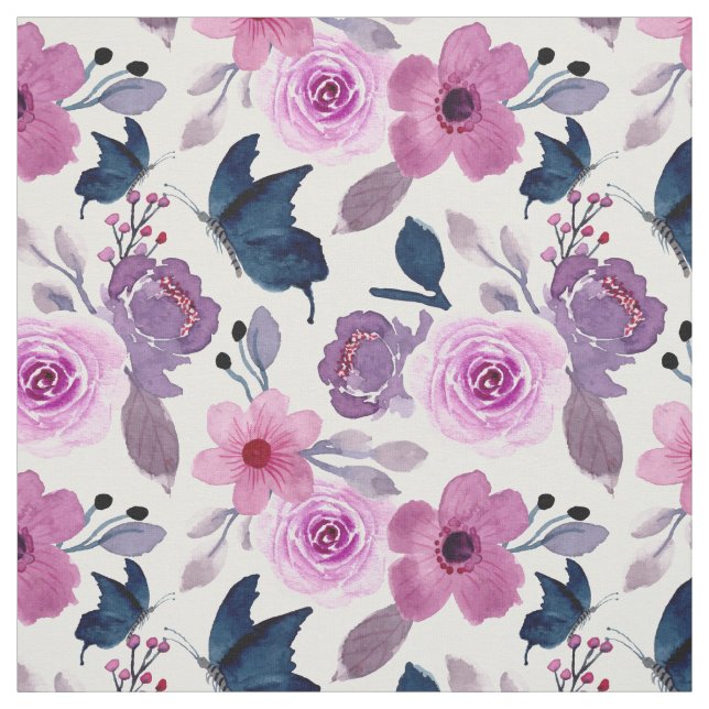 Farbschmetterling und rosa Blume Stoff (Muster)