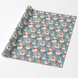 Farbschneemänner auf blauem Wrapping Paper Geschenkpapier