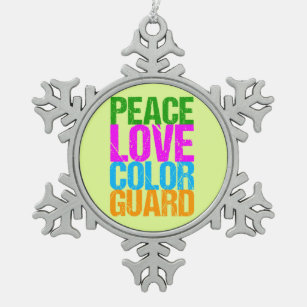Farbschutz der Peace Liebe Schneeflocken Zinn-Ornament