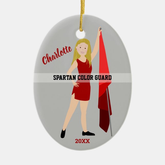 Farbschutz mit Blonde Haar in Rot Keramik Ornament (Vorne)