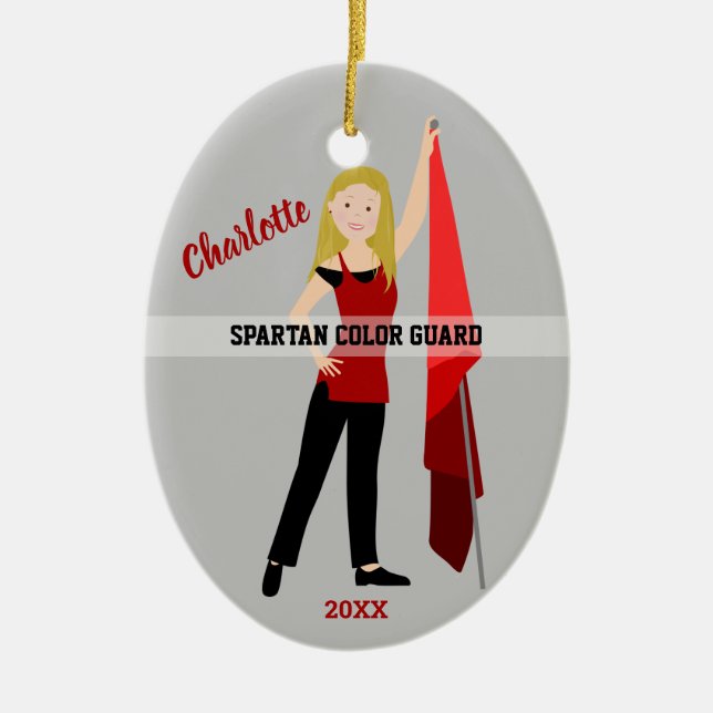 Farbschutz mit Blonde Haar rot und schwarz Keramik Ornament (Vorne)