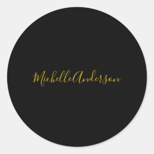 Farbschwarz Moderner Minimalistischer Handschrifte Runder Aufkleber