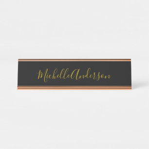 Farbschwarz Moderner Minimalistischer Handschrifte Schreibtischnamensplakette