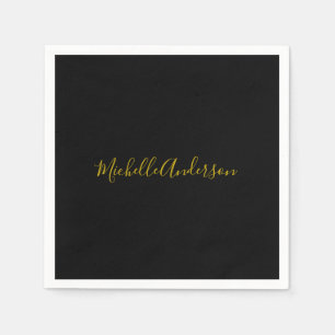 Farbschwarz Moderner Minimalistischer Handschrifte Serviette