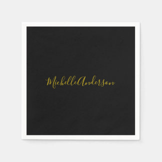 Farbschwarz Moderner Minimalistischer Handschrifte Serviette