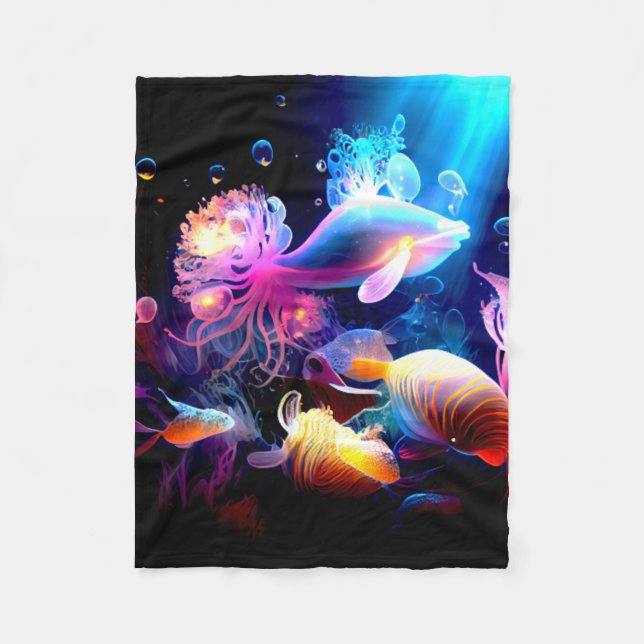 FARBSEETIERE, MEERKREATUREN, PINKDOLPHIN FLEECEDECKE (Vorderseite)