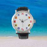 Farbsegler für Segler Armbanduhr<br><div class="desc">Zeigt die nautischen Segelfahnen für die Anzahl der Uhr Gesicht. Die Flaggen werden für die Kommunikation auf dem Wasser verwendet. Für Segler, Bootsfahrer und Leute, die Liebe alles nautisch. Cool. Macht ein nettes Geschenk.</div>