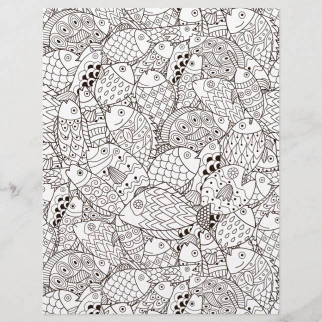 Farbseite Funny Fish Scrapbook Papier (Vorderseite)