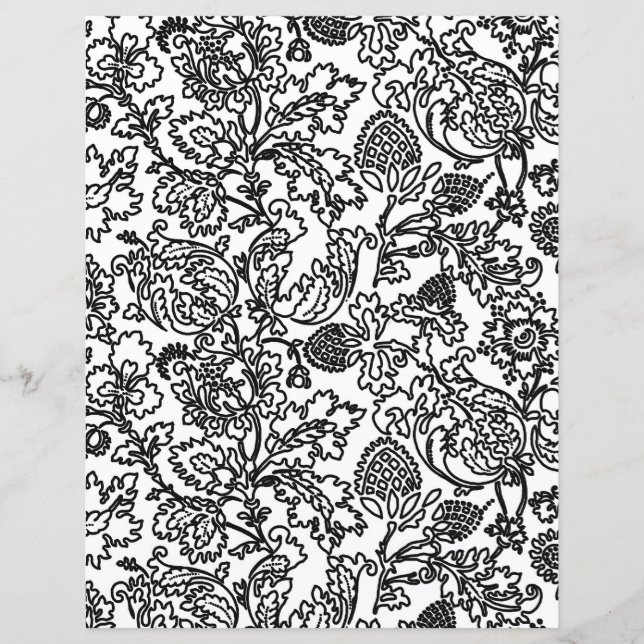 Farbseite für Erwachsene - Jacobohne Damask (Vorderseite)
