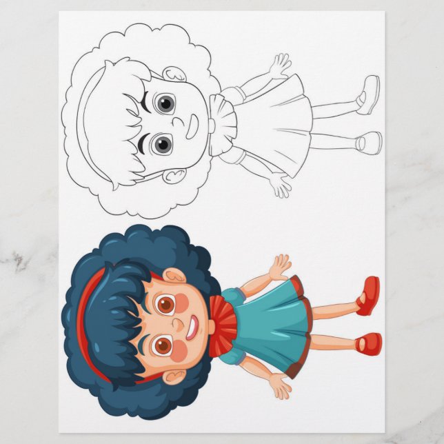 Farbseite für niedliche Cartoon Flyer (Vorne)