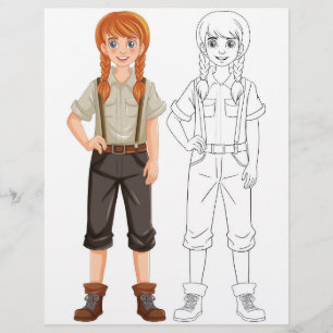 Farbseite für niedliche Cartoon Flyer