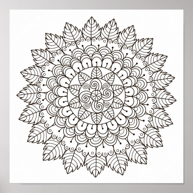 Farbseite Leaf Petal Mandala Poster (Vorne)