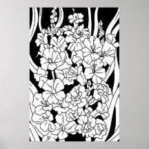 Farbseite Schöne Blume auf schwarz