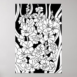 Farbseite Schöne Blume auf schwarz Poster