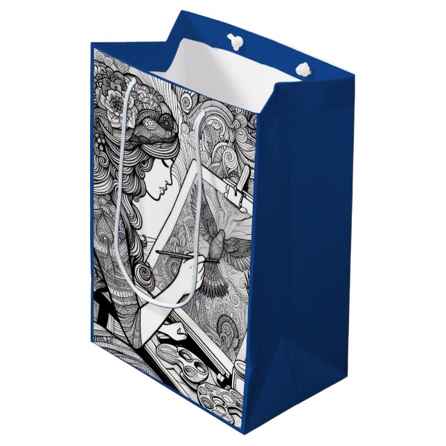 Farbseiten Geschenkartikel zum Färben von Buchgesc Mittlere Geschenktüte (Vorderseite Schrägansicht)