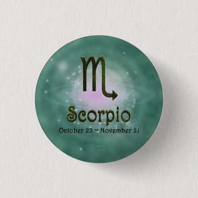 Farbskorpium Zodiac Astrologisches Zeichen Button (Vorderseite)