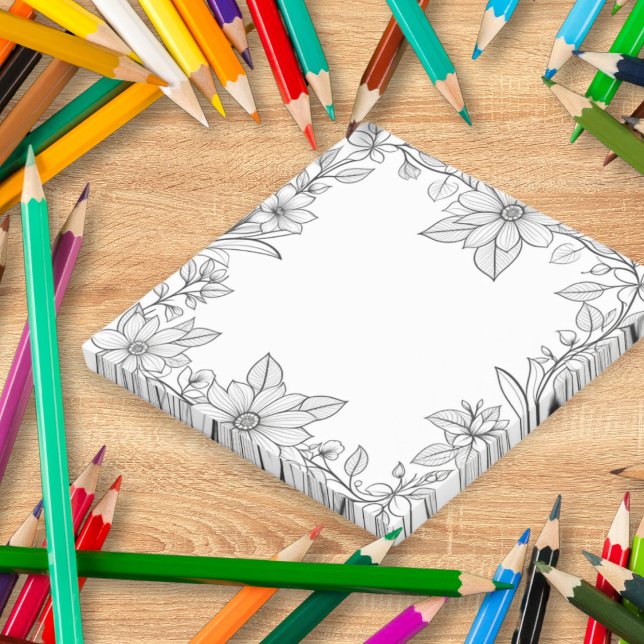Farbspass Blumengrenzenposten Hinweise Post-it Klebezettel (Sticky notes with a floral border to color in. A cute novelty gift for garden lovers)