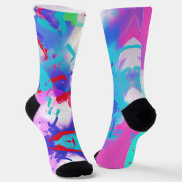 Farbspritze abstraktes Design lila rote Fuchsie Socken