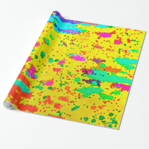 Farbspritze auf gelbem Hintergrund Geschenkpapier