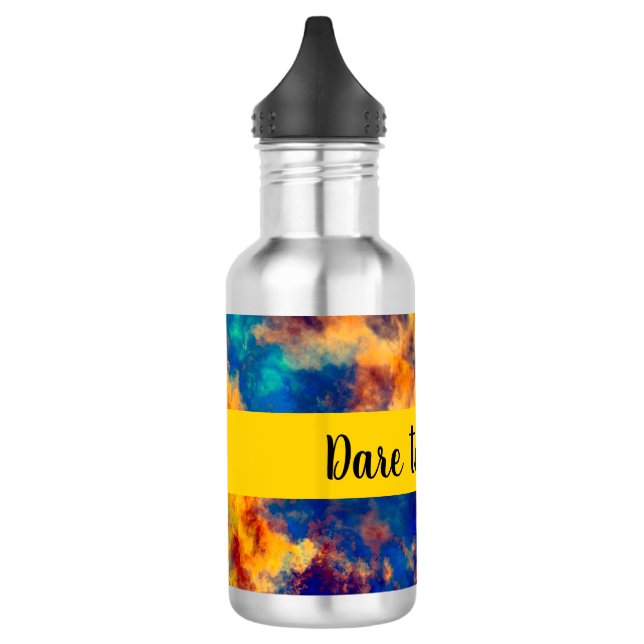Farbspritze Blau Rot Gelb Aquamarin mehrfarbig Edelstahlflasche (Links)