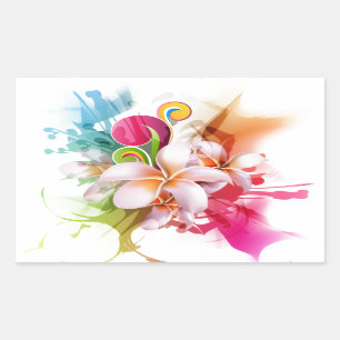 Farbspritzenplumeria-Hawaiianer-Blume Rechteckiger Aufkleber